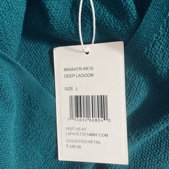 💕FINAL DROP LAST CHANCE💕 Lafayette 148 New York V-NECK TANK Deep Lagoon Large - Picture 2 of 8